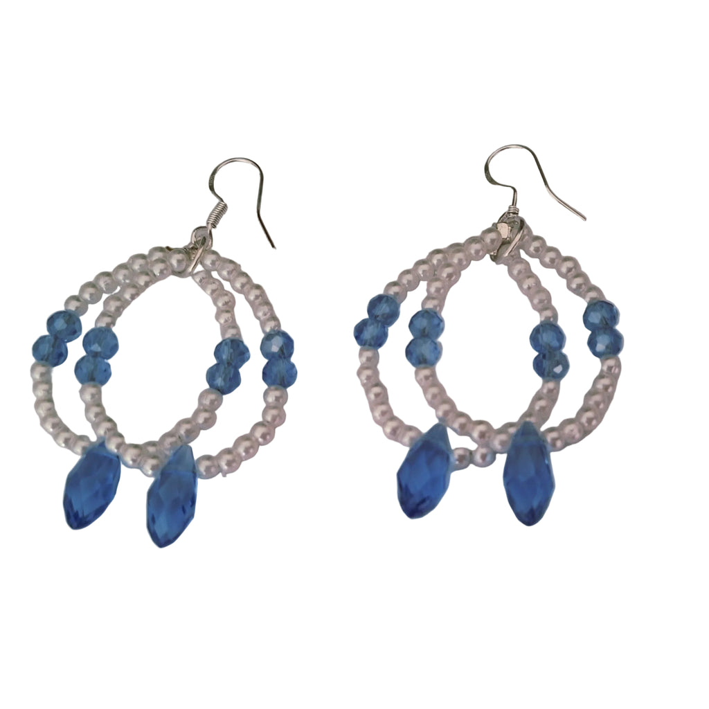 Pearl & Crystal Earrings Blue