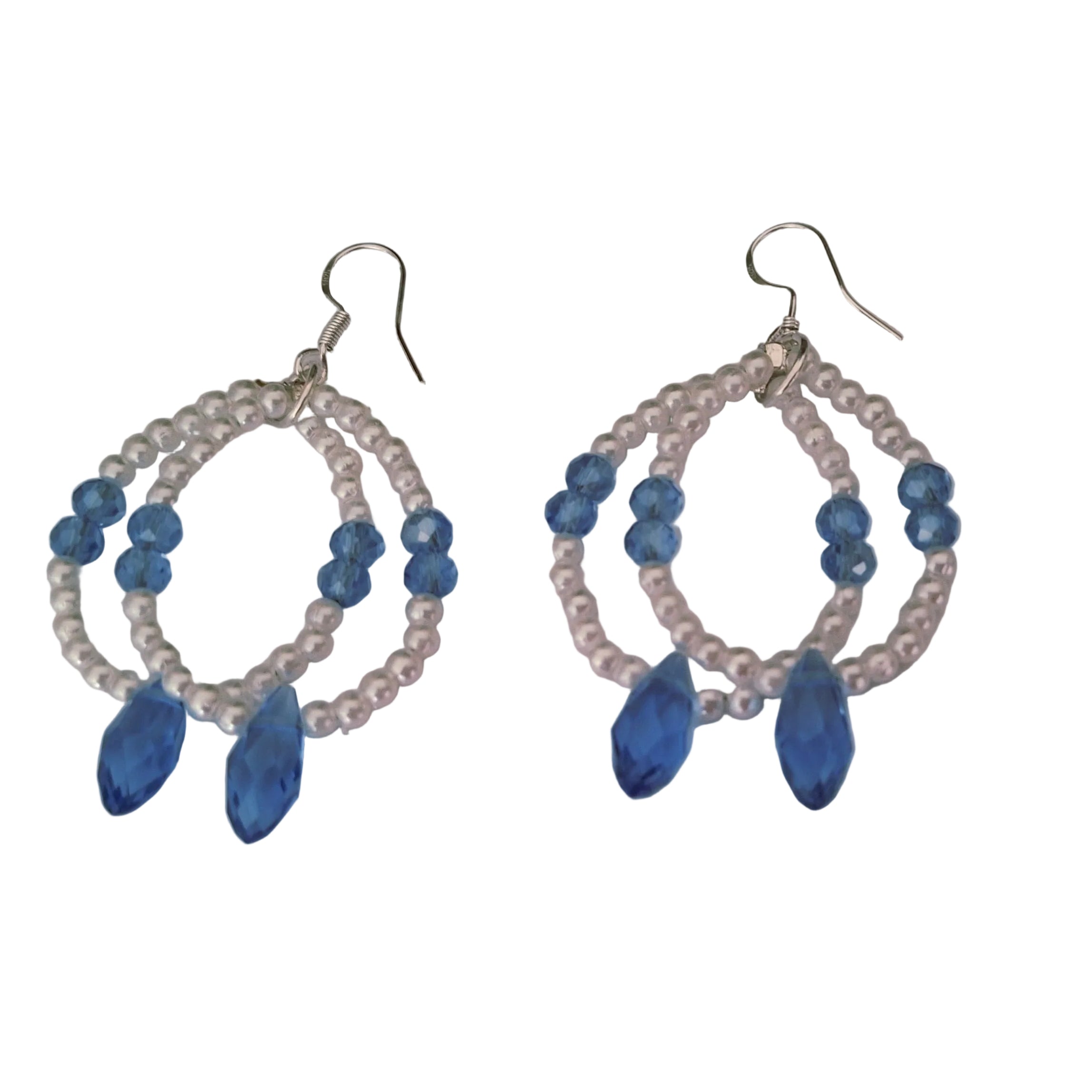 Pearl & Crystal Earrings Blue