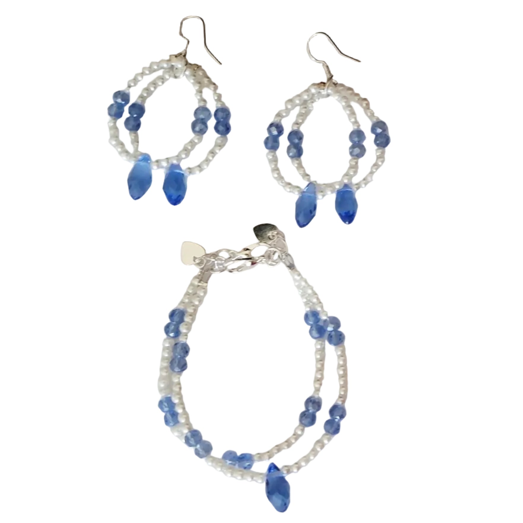 Pearl & Crystal Bracelets Blue