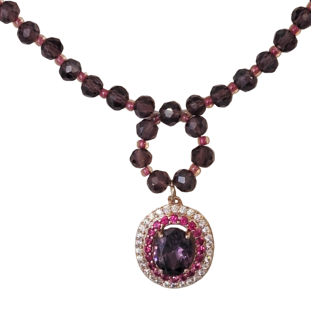 Plum & Pink Crystal Necklace