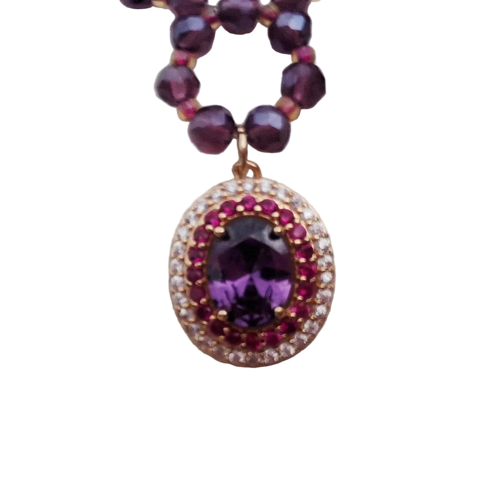 Plum & Pink Crystal Necklace