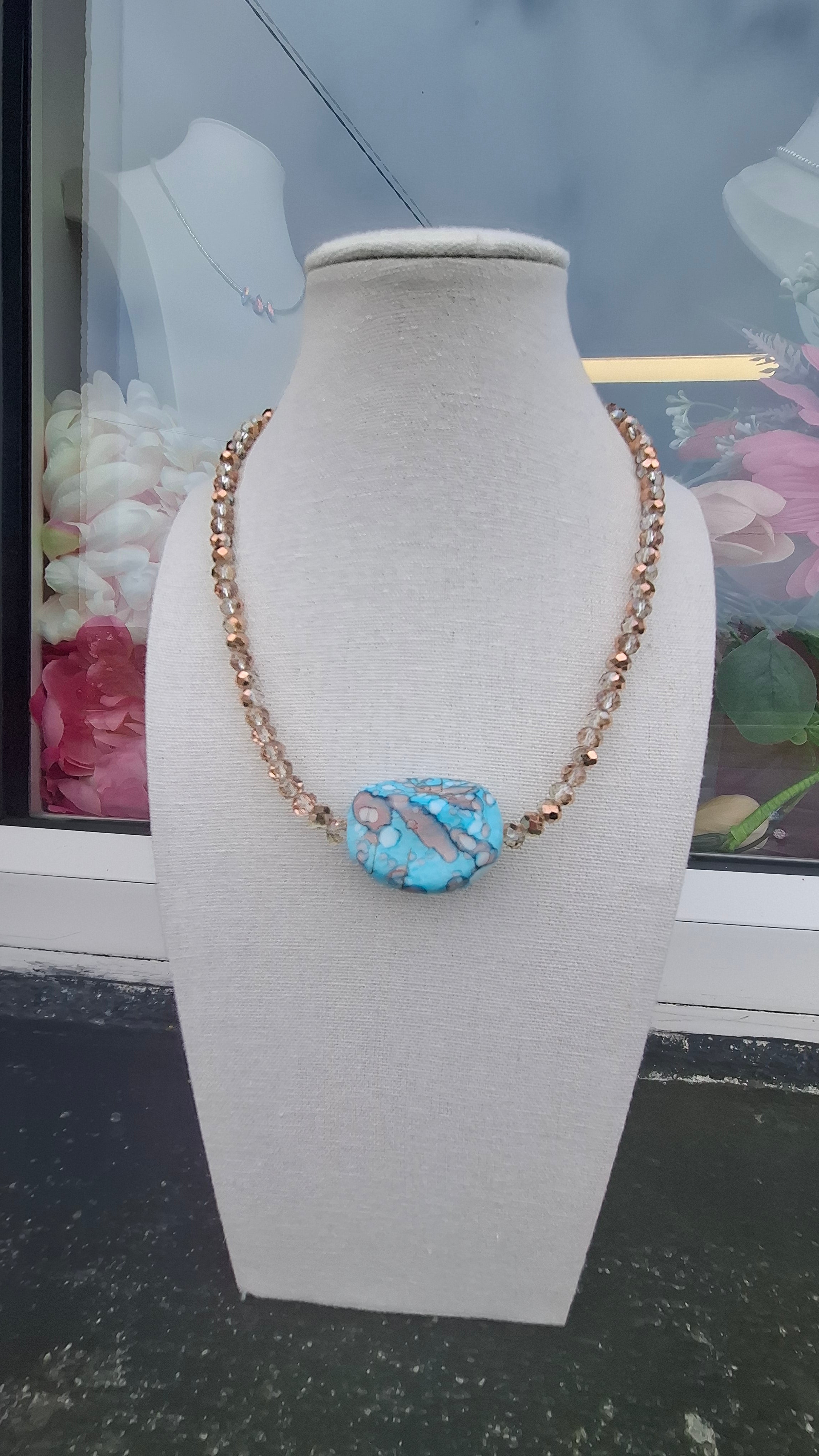Turquoise & Peach Necklace