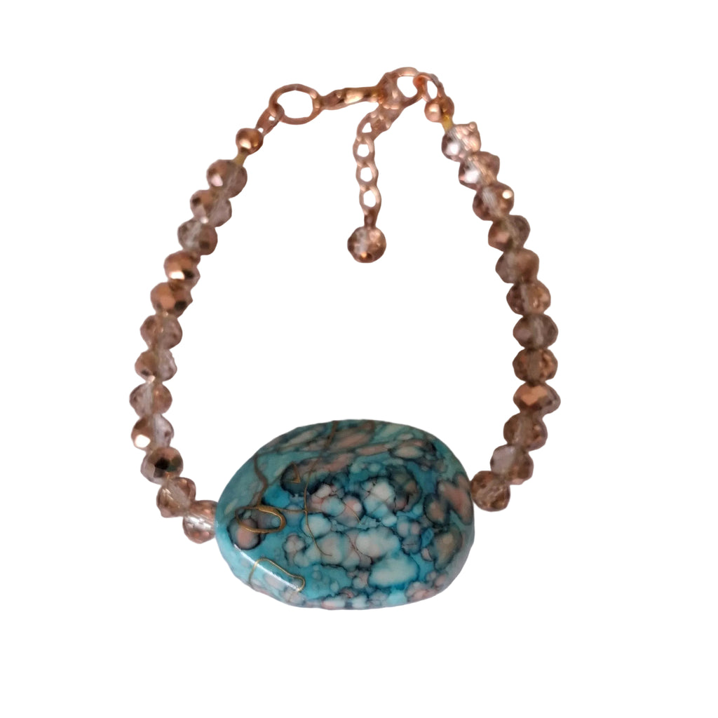 Turquoise & Peach Bracelet