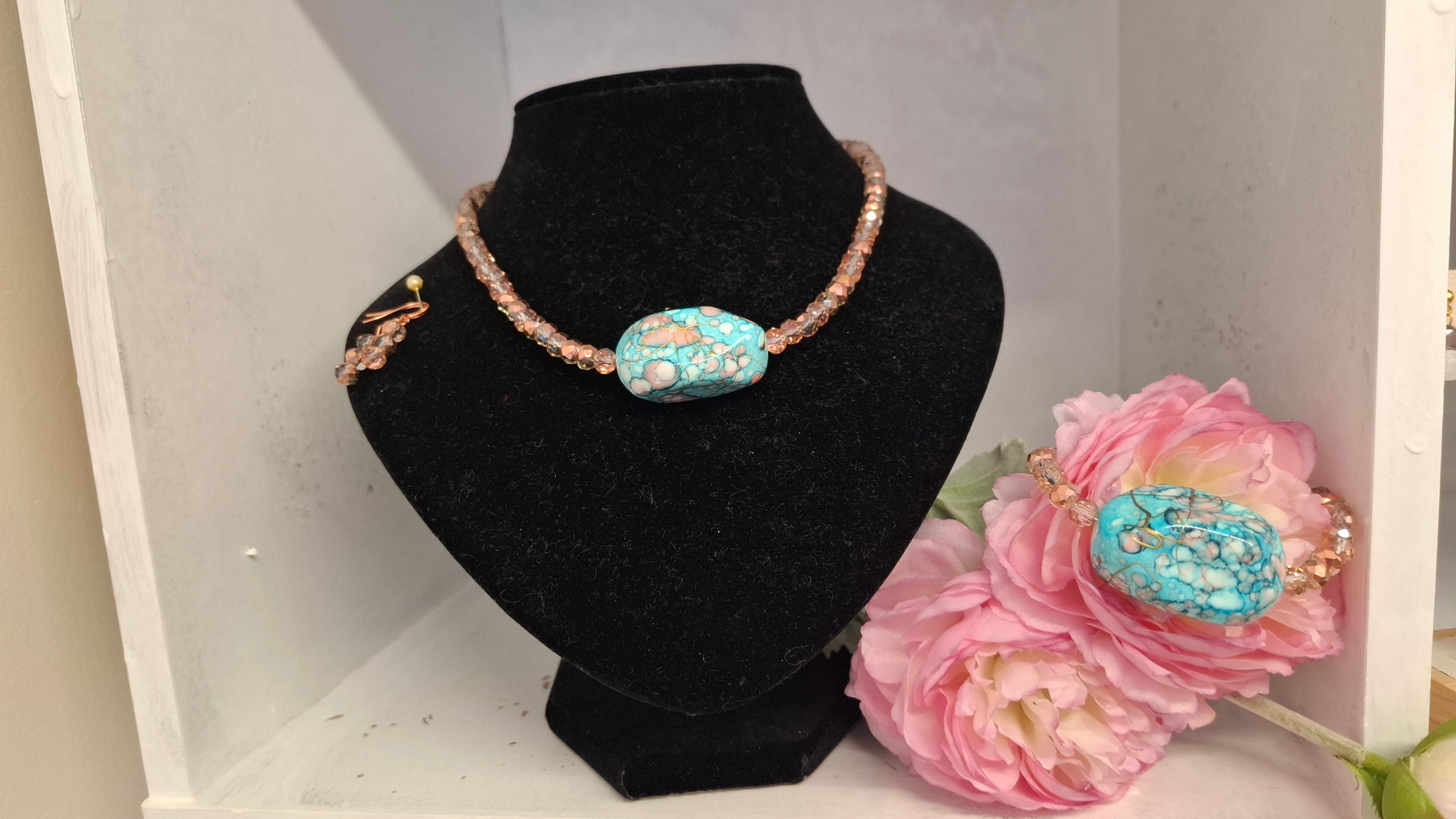 Turquoise & Peach Bracelet