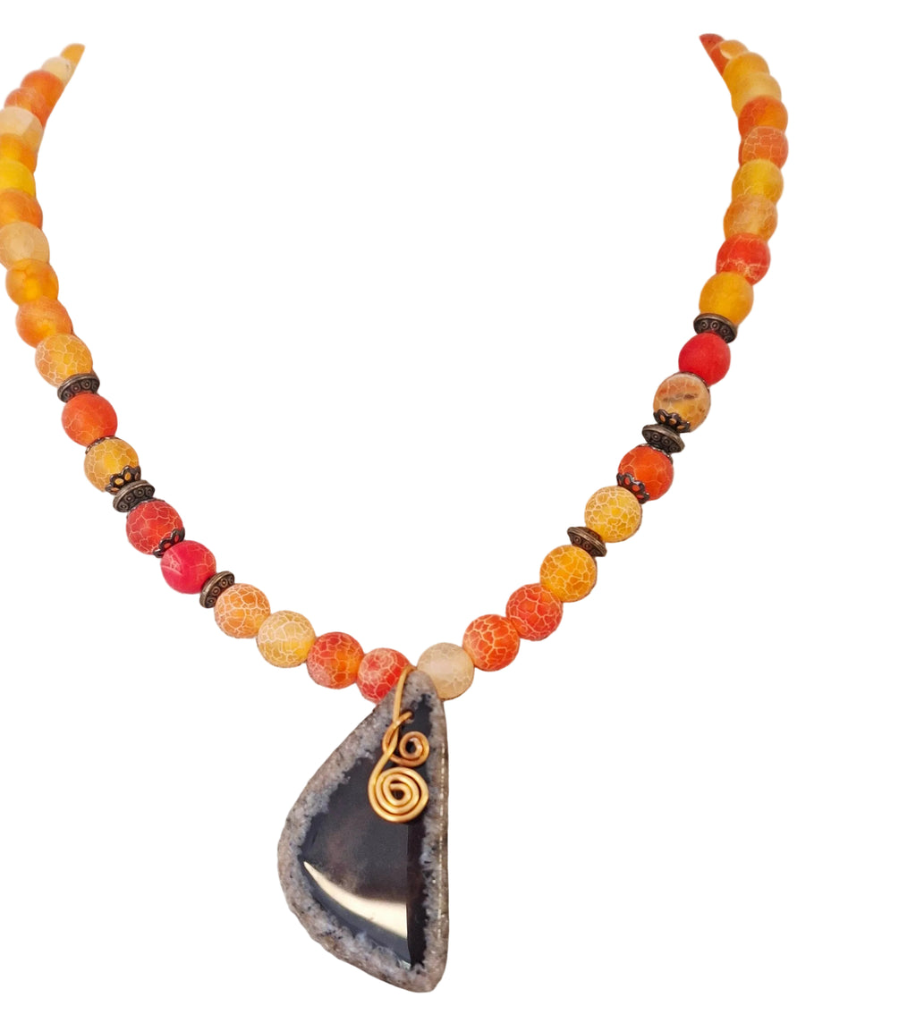 Orange Agate Loop Earrings