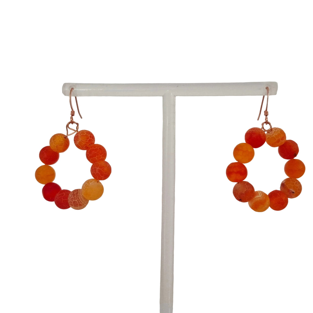 Orange Agate Loop Earrings