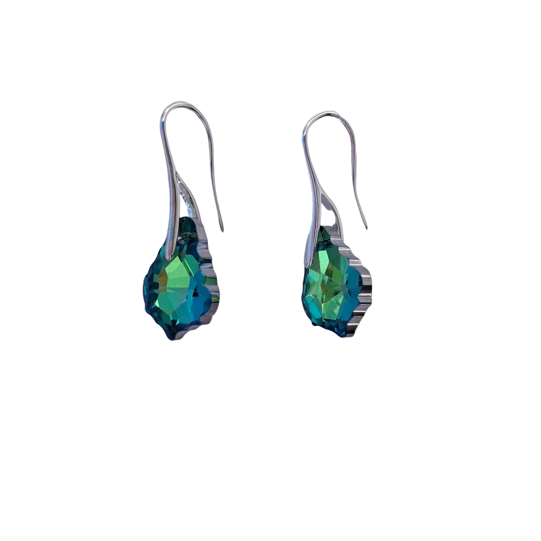 Teardrop Crystal Earrings Green