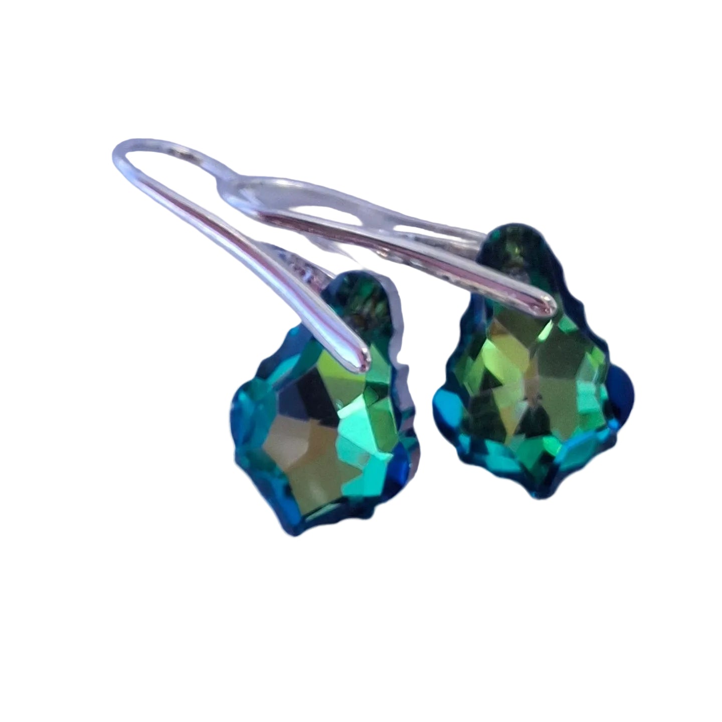 Teardrop Crystal Earrings Green