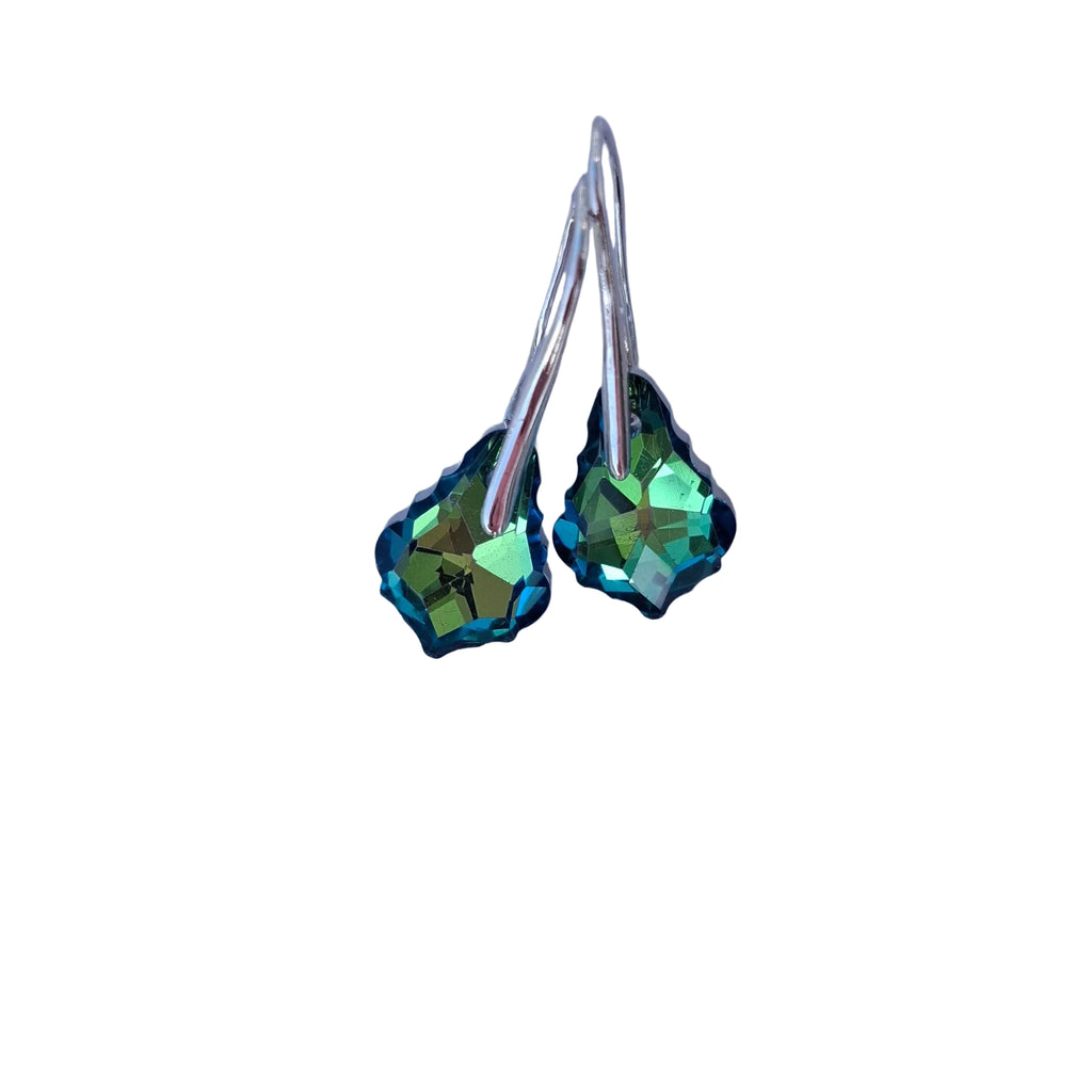 Teardrop Crystal Earrings Green