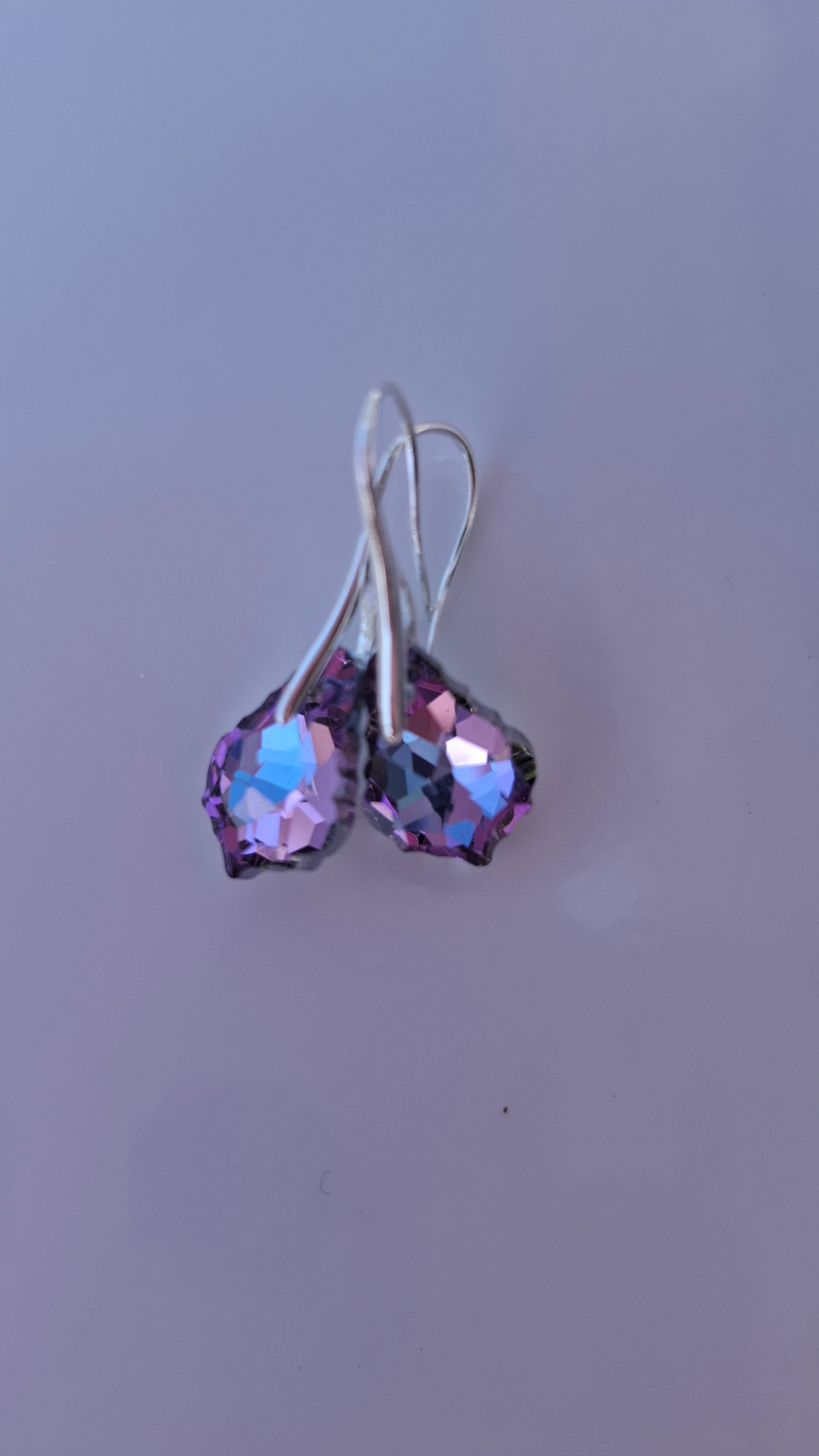 Teardrop Crystal Earrings Lilac