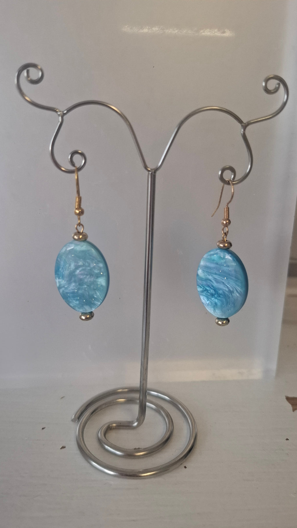 Soft Blue Marble Earrings