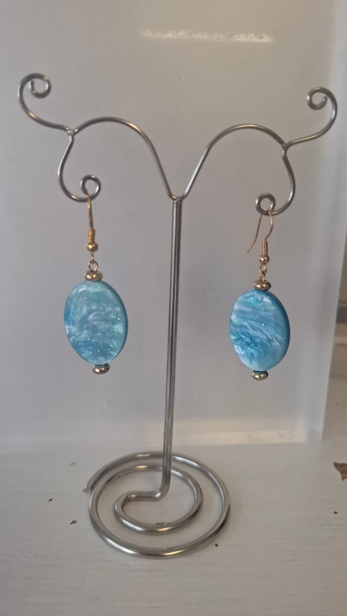 Soft Blue Marble Earrings