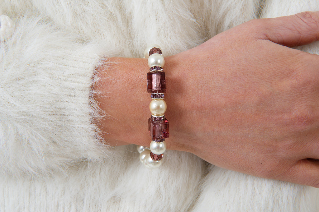 Aubergine and Pearl Bracelet