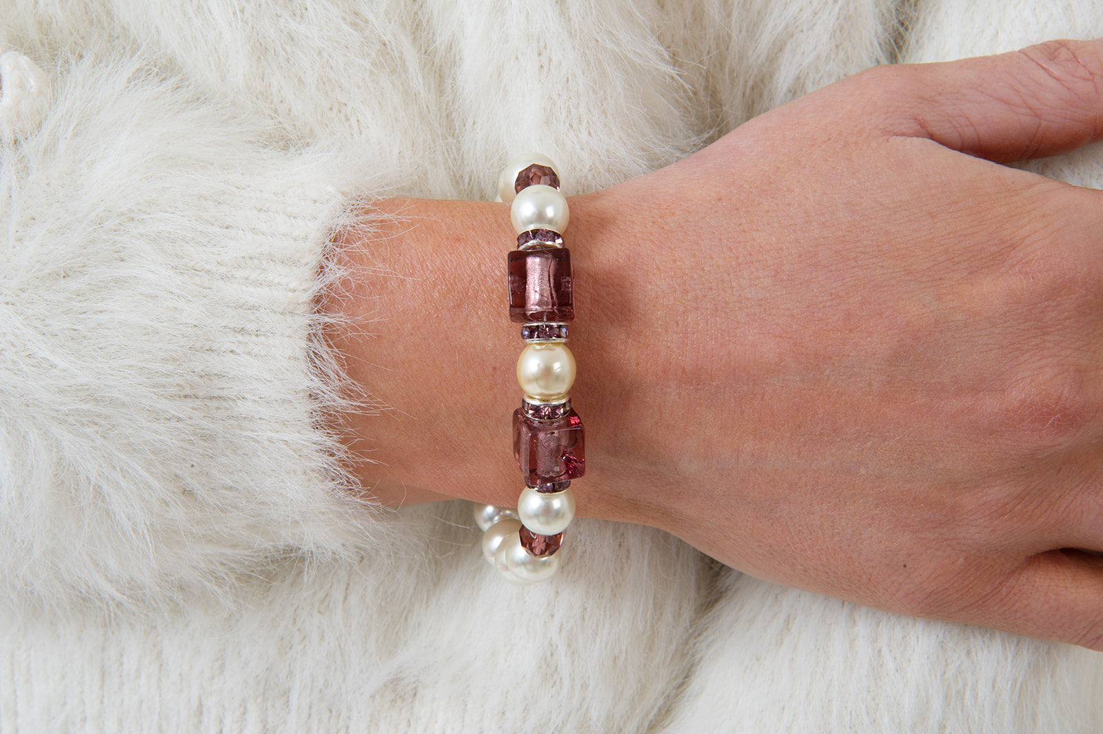 Aubergine and Pearl Bracelet