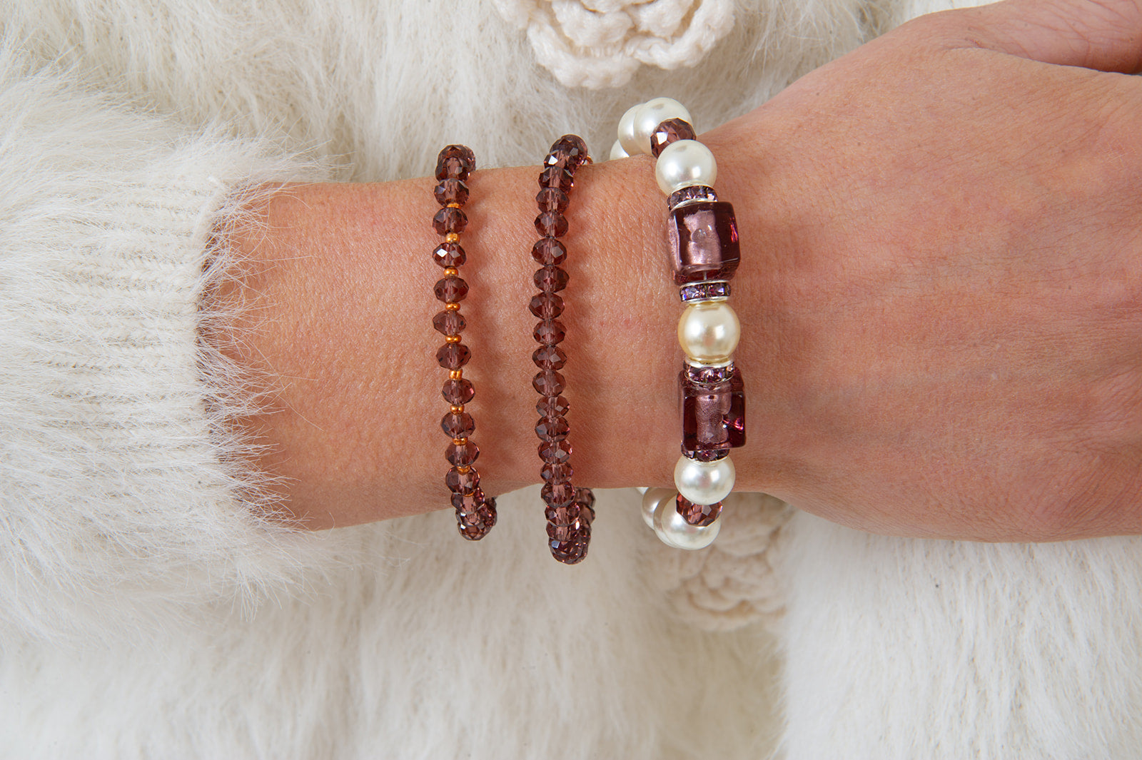 Aubergine and Pearl Bracelet
