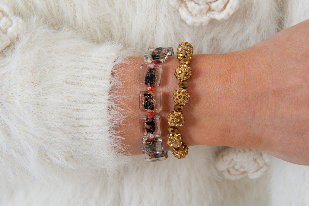 Gold Tone Shamballa Bracelet