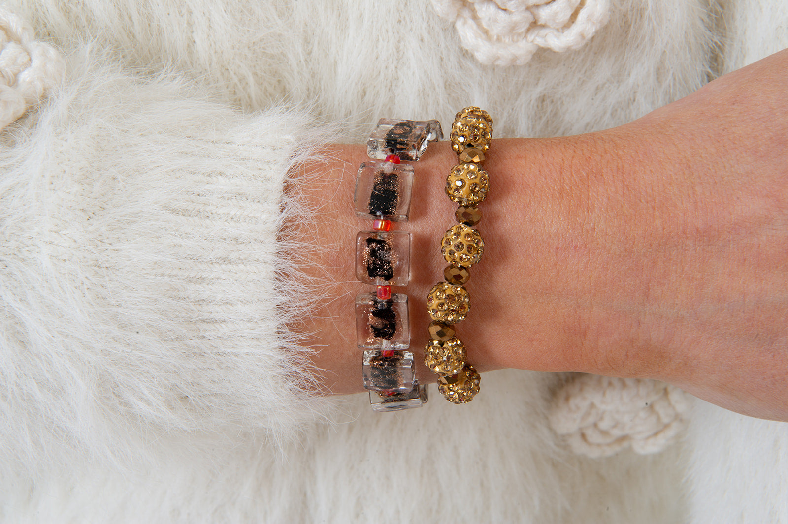 Gold Tone Shamballa Bracelet