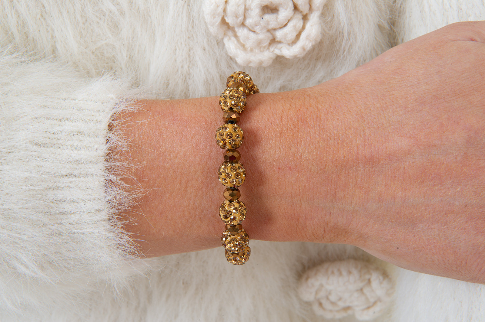 Gold Tone Shamballa Bracelet