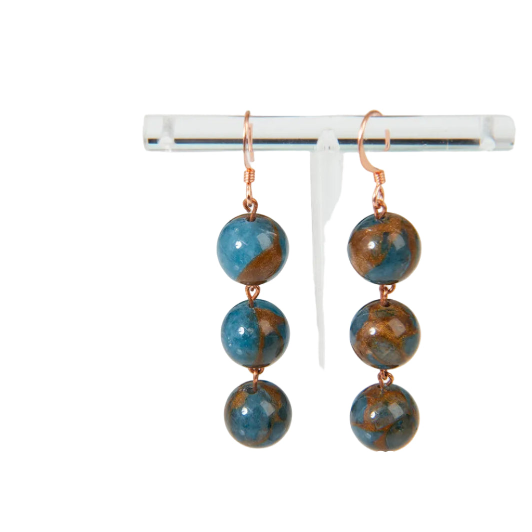 Blue Brown Trio Earrings