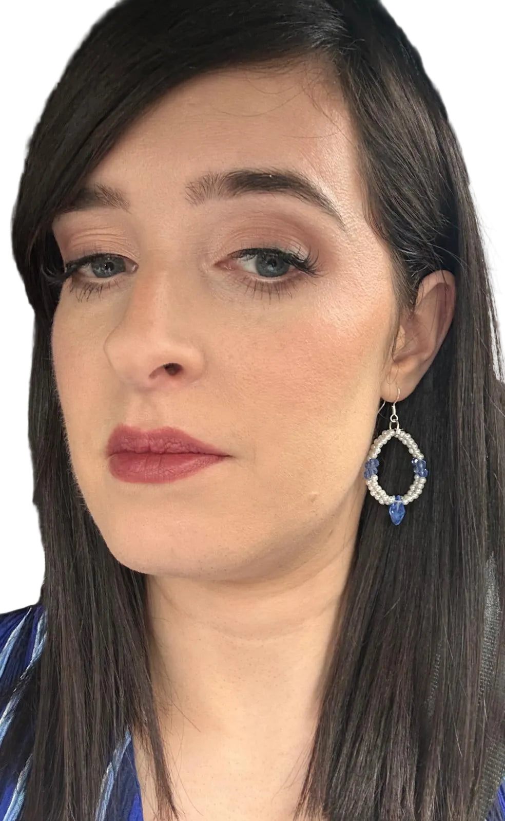 Pearl & Crystal Earrings Blue