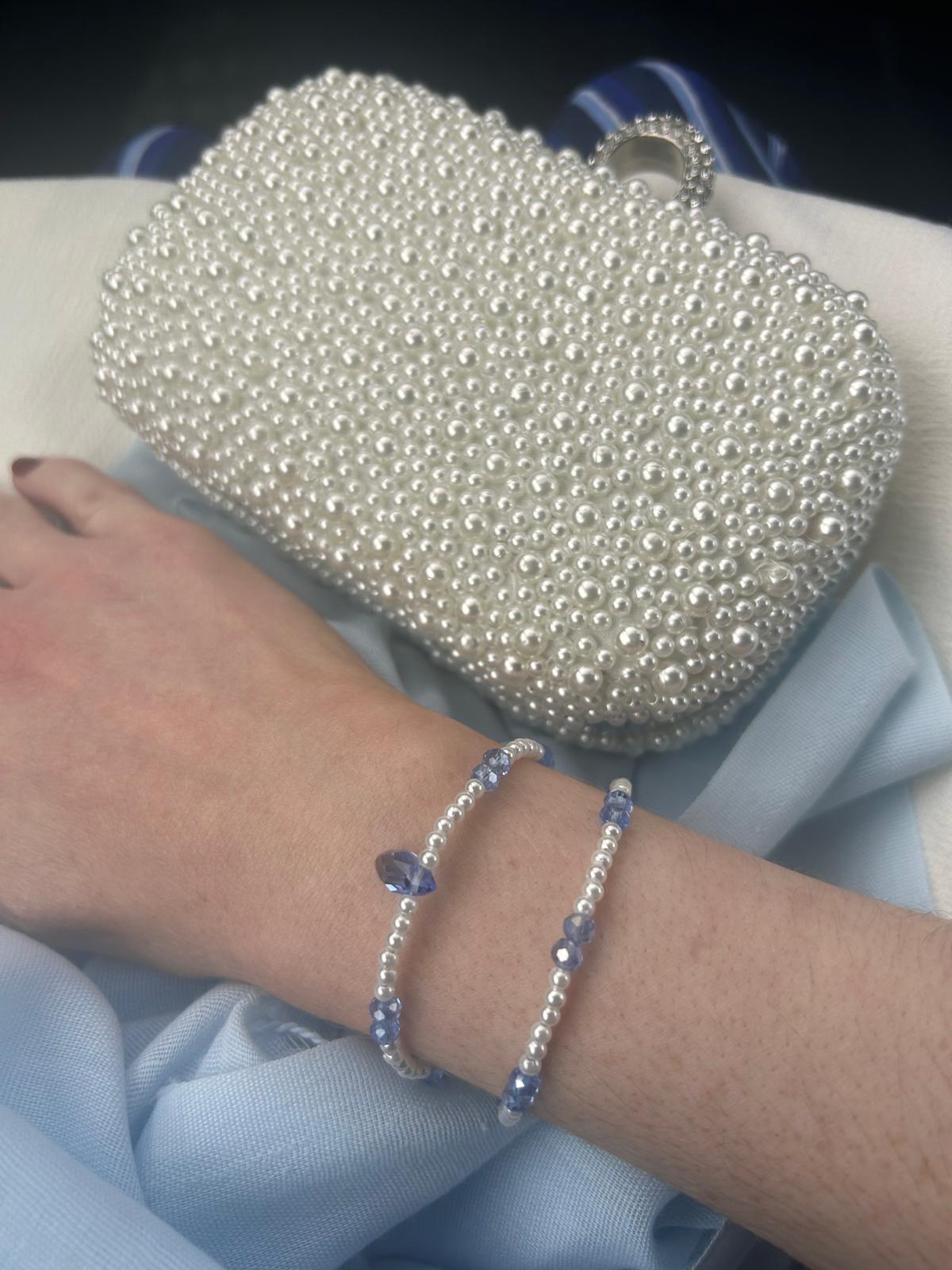 Pearl & Crystal Bracelets Blue