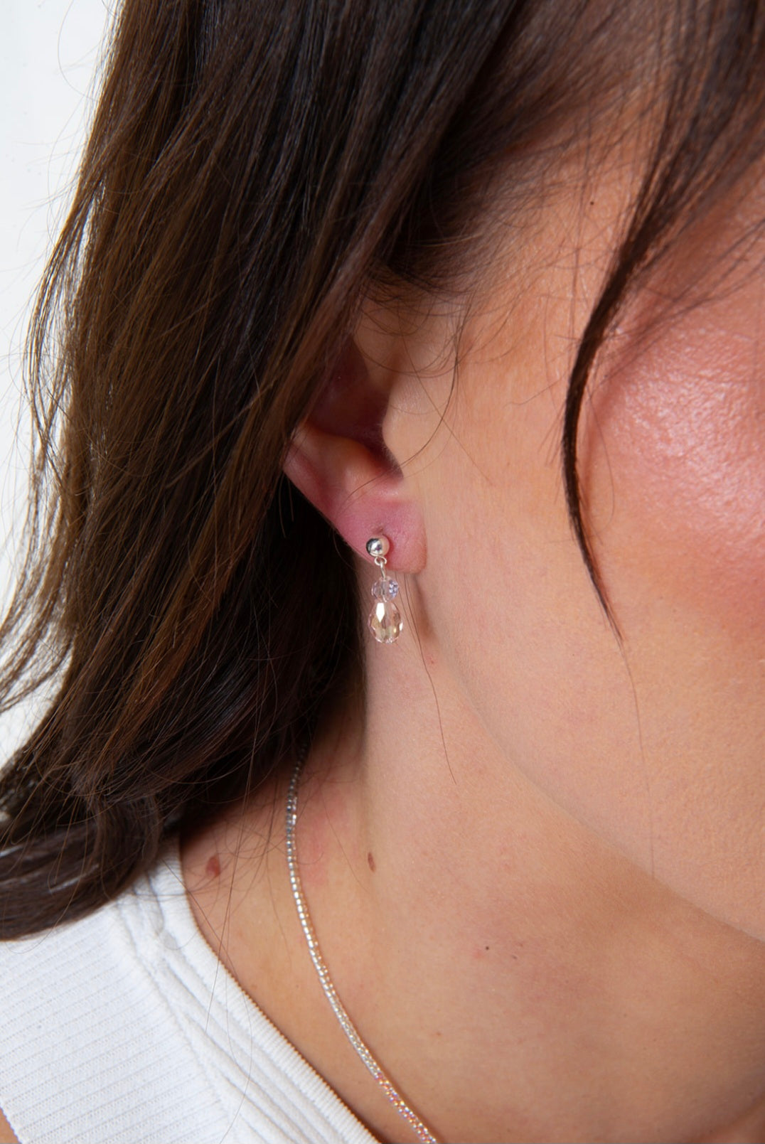 Pink Teardrop Crystal Earrings