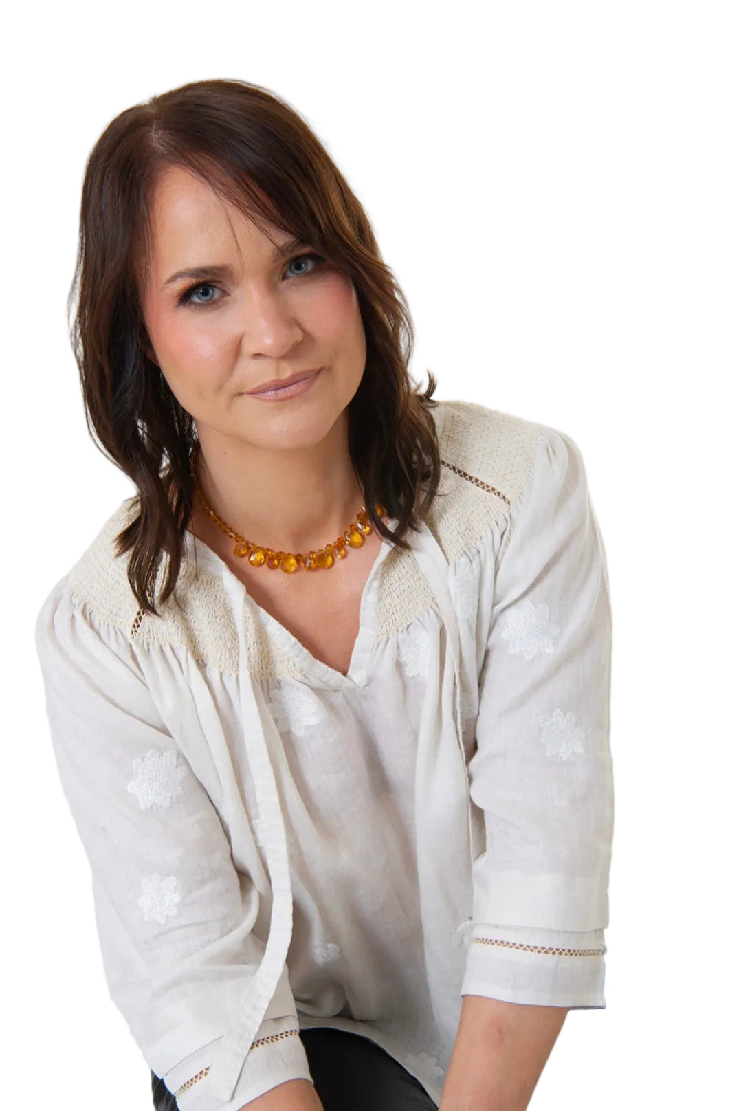 Amber Crystal Fan Necklace