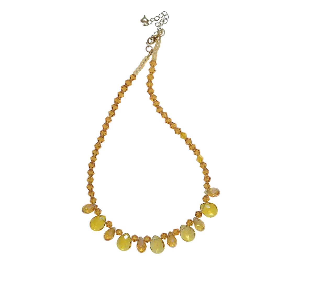 Amber Crystal Fan Necklace