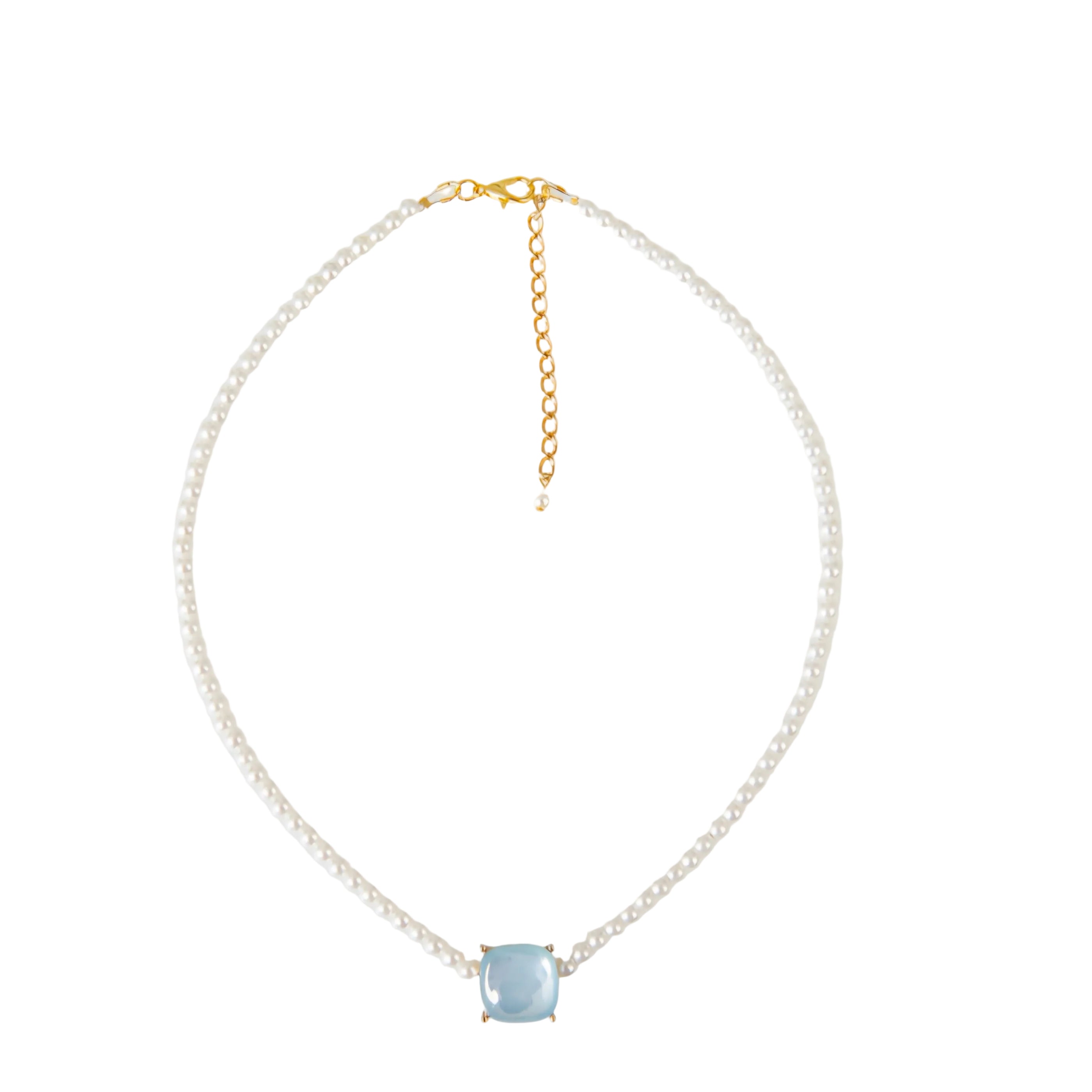 Square Blue Pendant Necklace