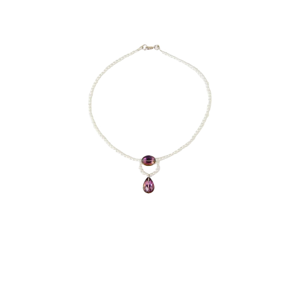 Purple Pearl Teardrop Necklace