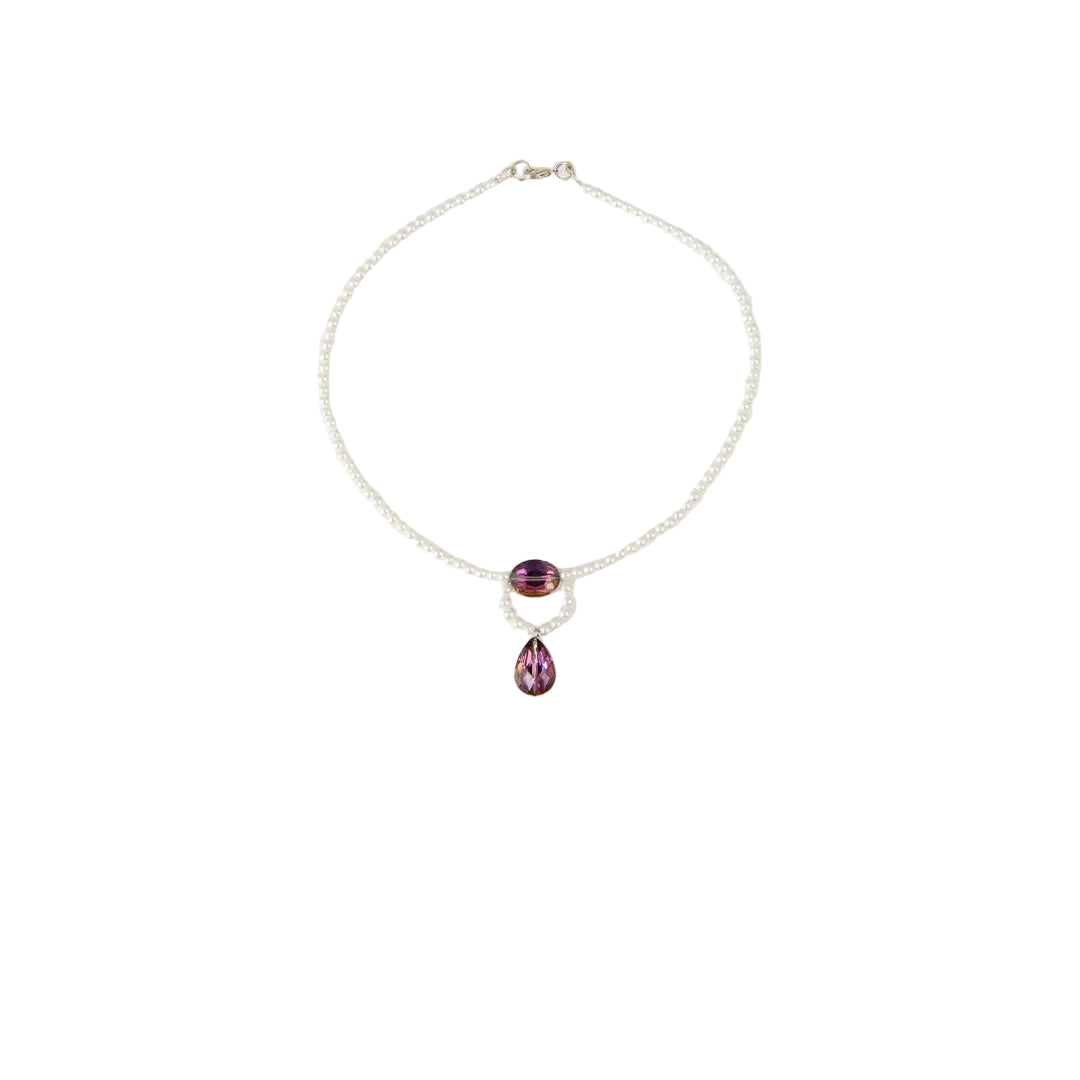 Purple Pearl Teardrop Necklace