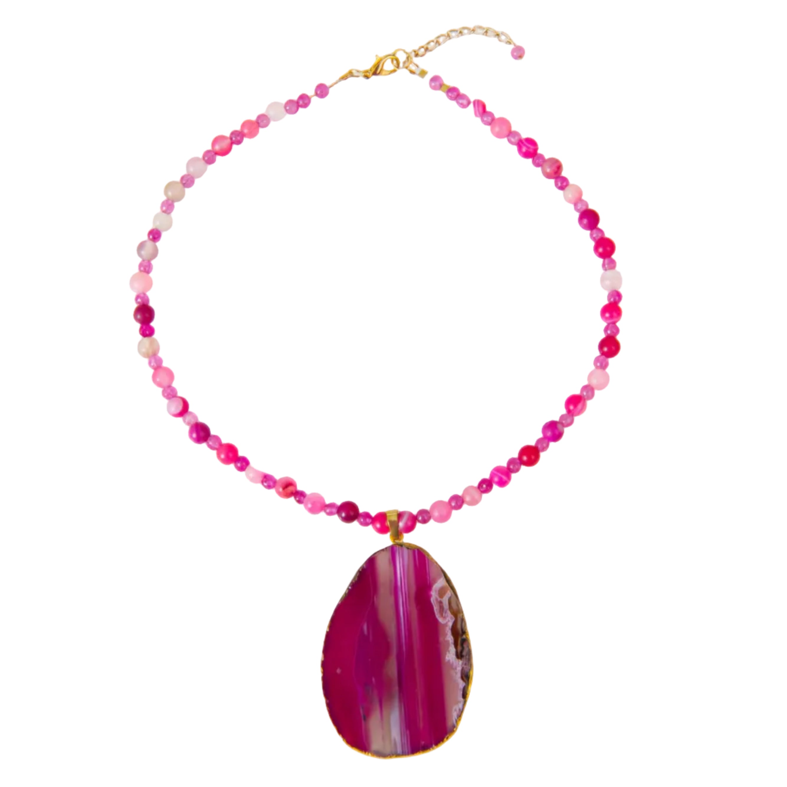 Deep Pink Agate Necklace