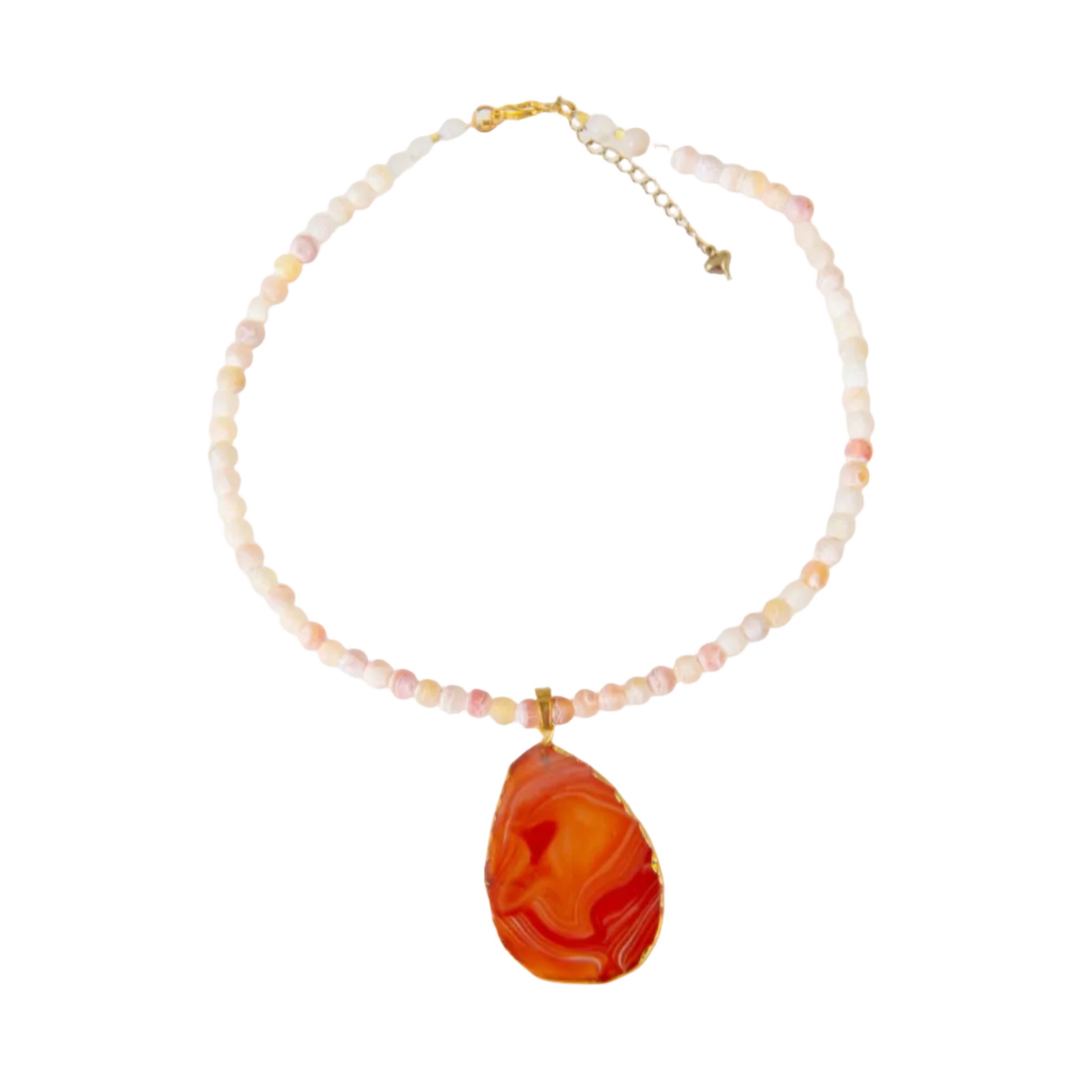 Orange Oval Pendant Necklace