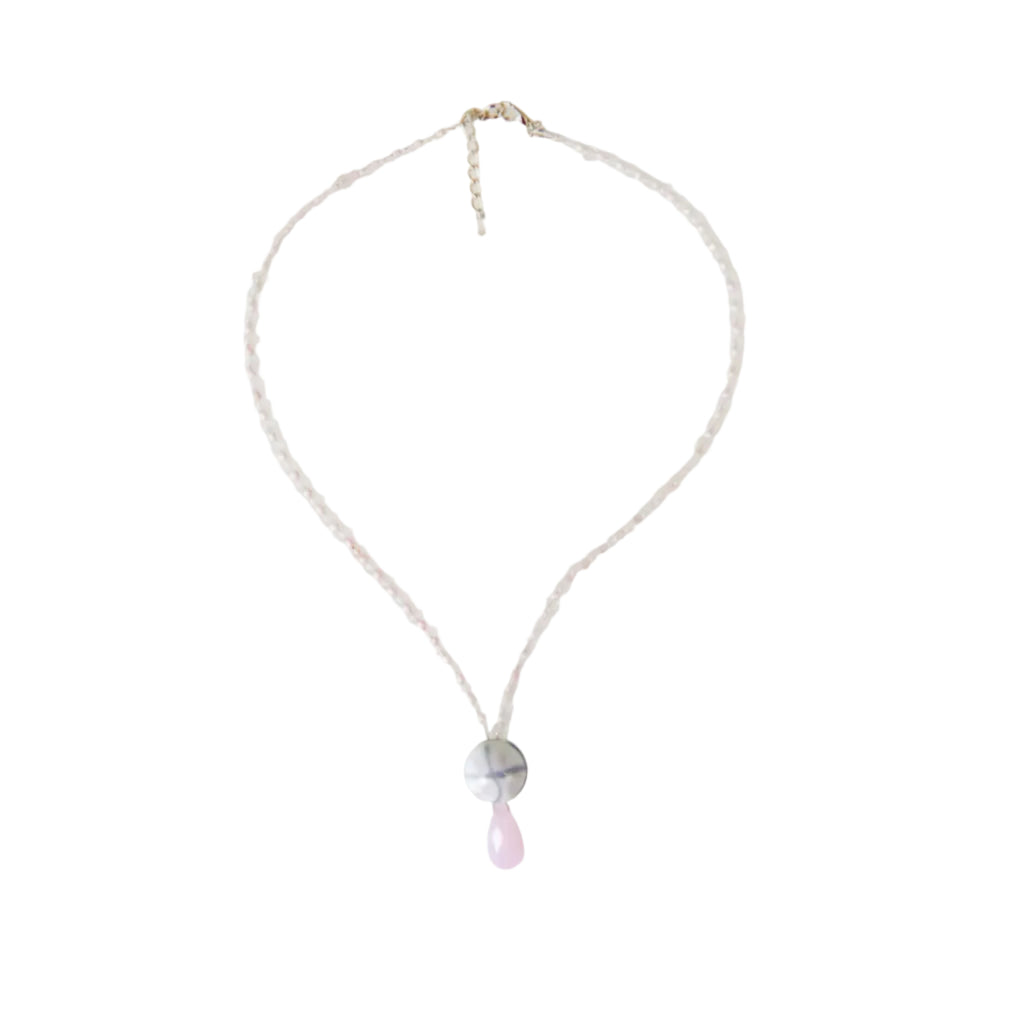 Single Pink Teardrop Necklace