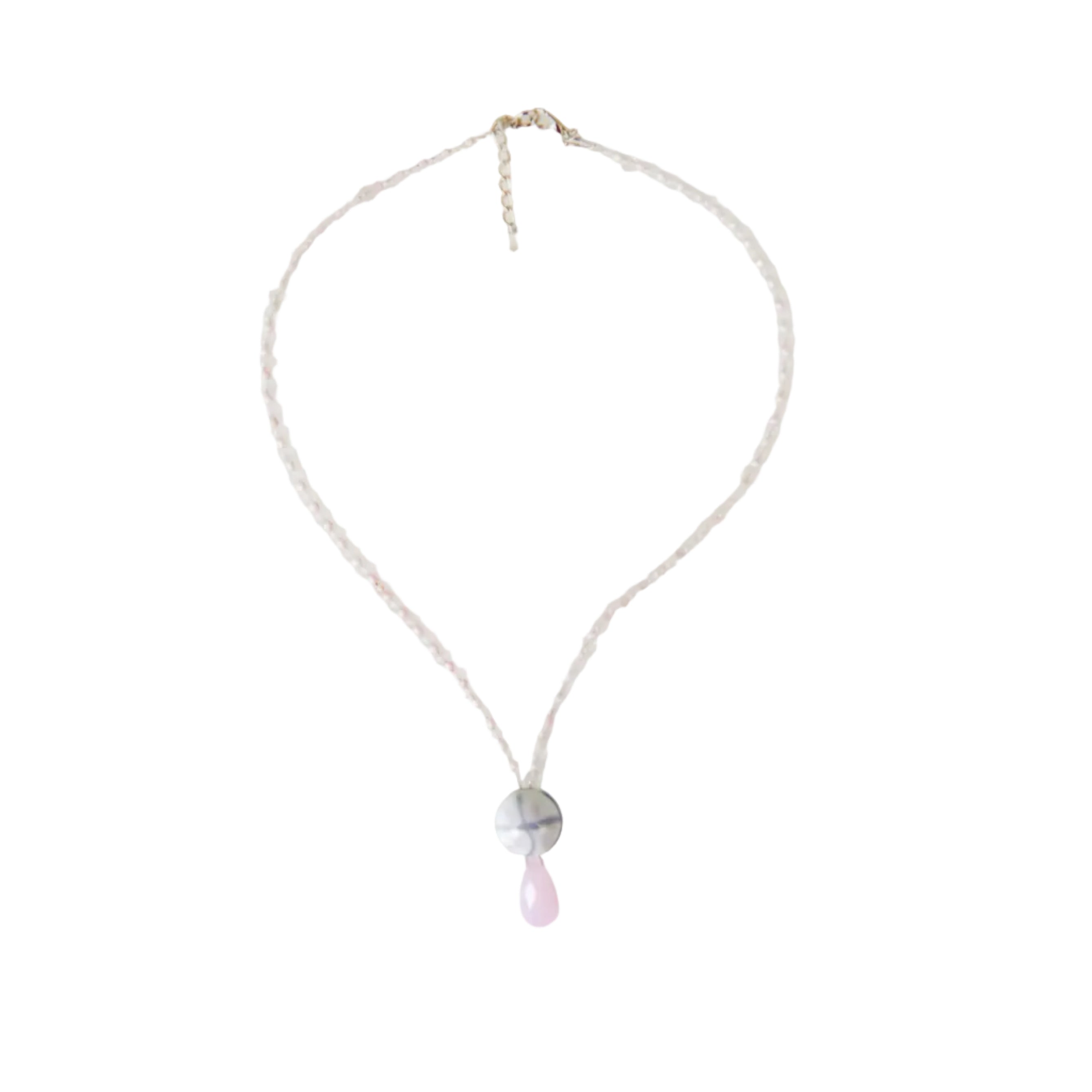 Single Pink Teardrop Necklace