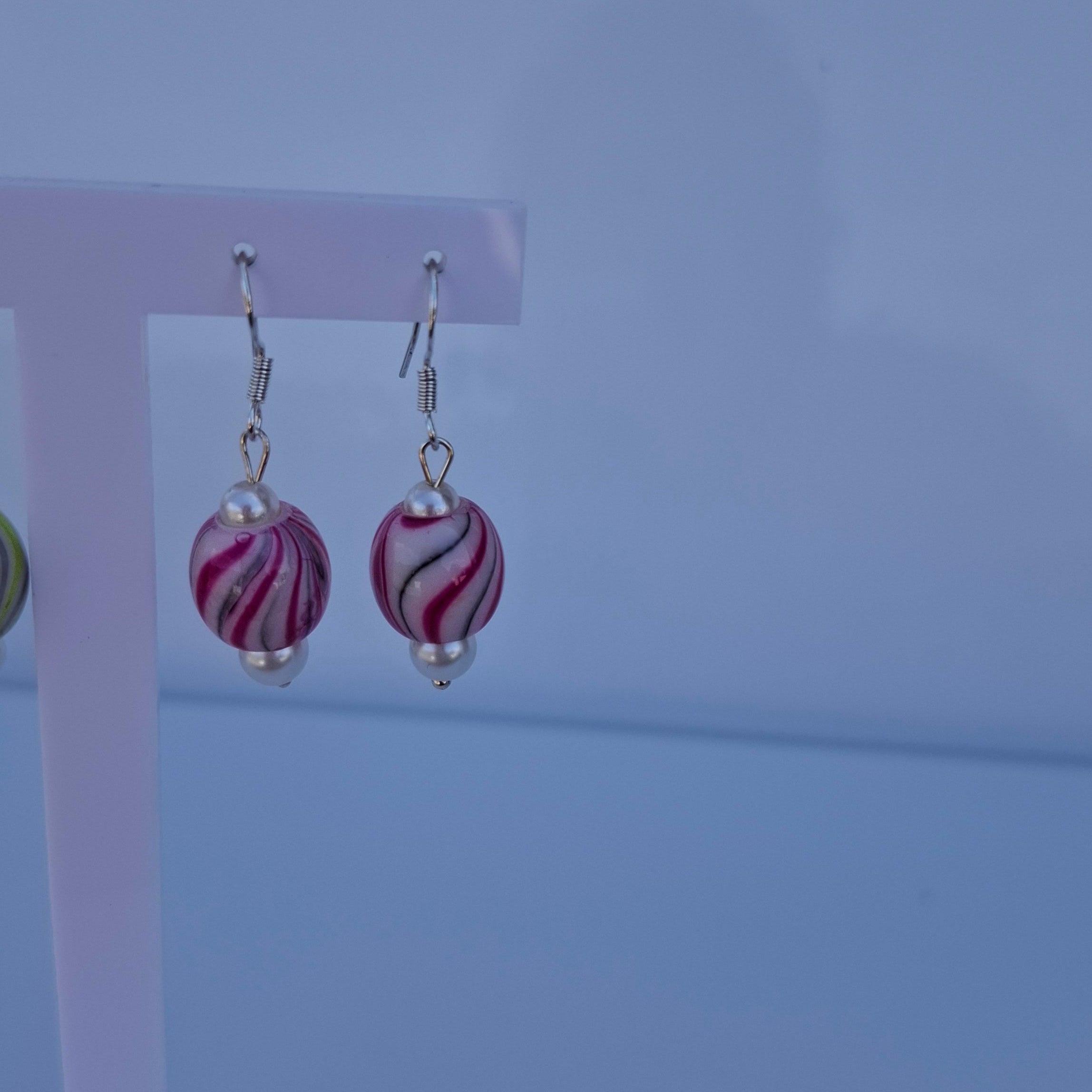 Dark Pink Swirl Earrings