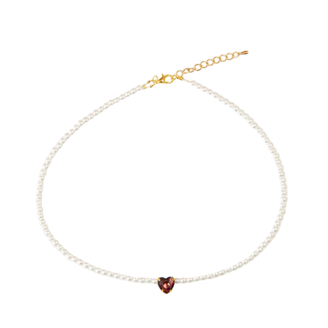 Garnet Heart Necklace
