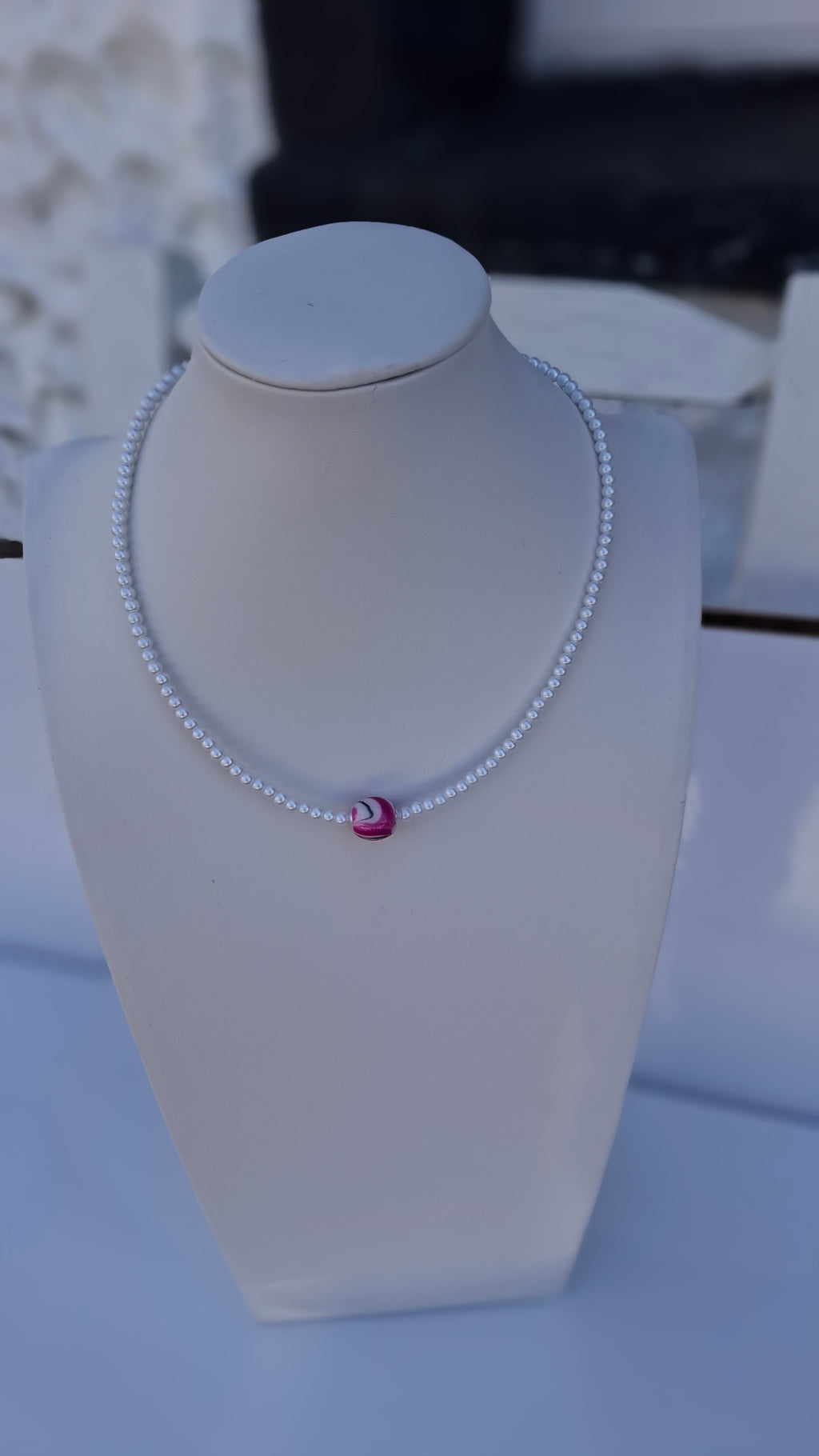 Dark Pink Swirl Necklace
