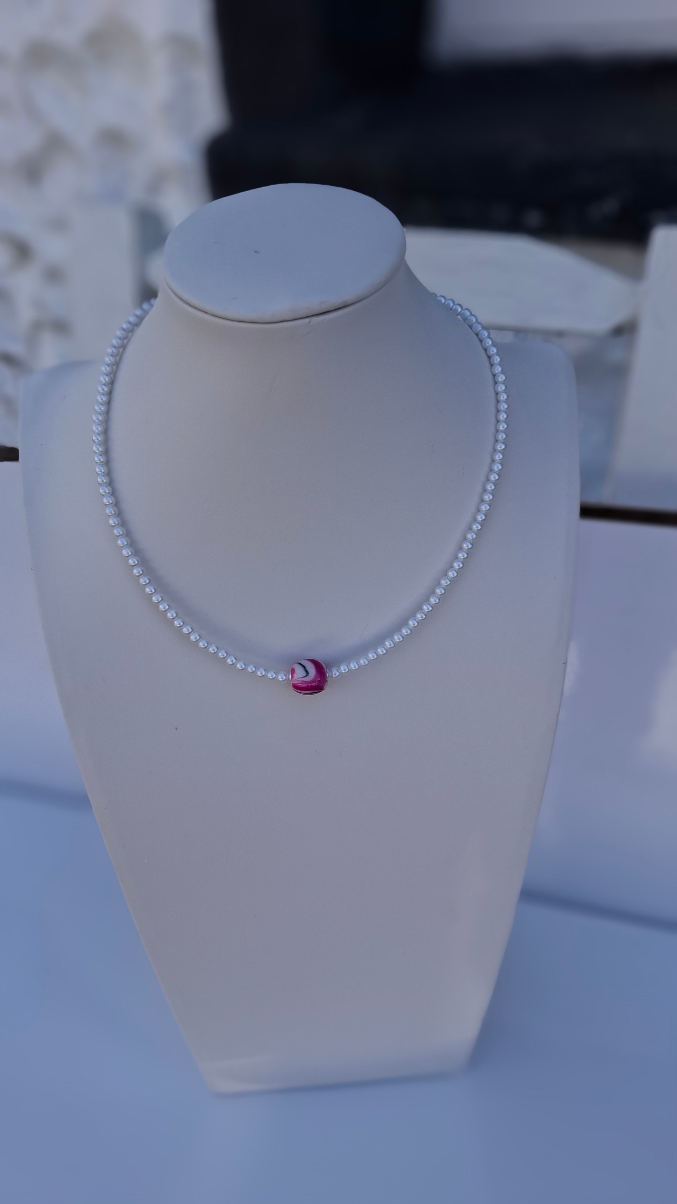 Dark Pink Swirl Necklace