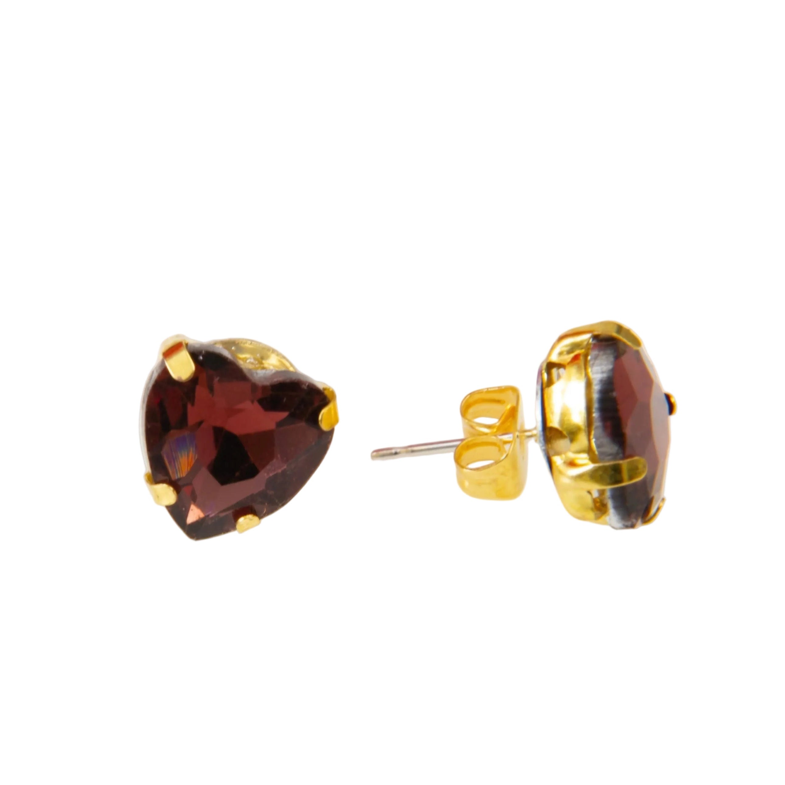 Garnet Heart Studs